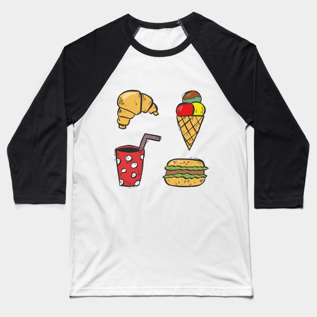 Cute Funny Foodie Shirt Icecream Burger Soda Pastry Laugh Joke Hungry Snack Gift Sarcastic Happy Fun Introvert Awkward Geek Hipster Silly Inspirational Motivational Birthday Present Baseball T-Shirt by EpsilonEridani